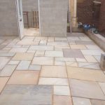 Paving slab and new outdoor building