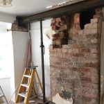 An example of how a steel beam can be installed by removing existing brickwork.